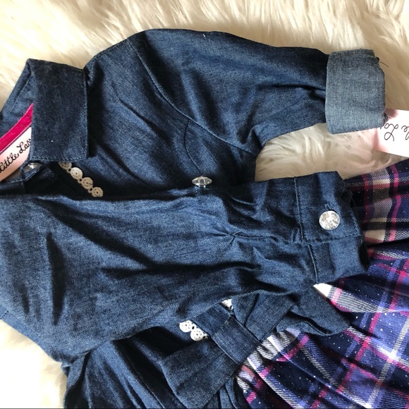 Little Lass Girls' Chambray Flannel Dress - 12M - Picture 8 of 8
